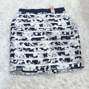 Ann Taylor‎ Floral Mesh Ribbon Striped Skirt Blue White 2 Petite